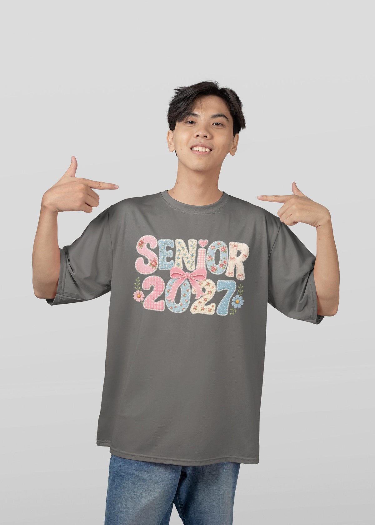 Comfort Colors® Senior 2027 Shirt, Coquette Patchwork Graduation Tee, Class of 2027 Bow Gift
