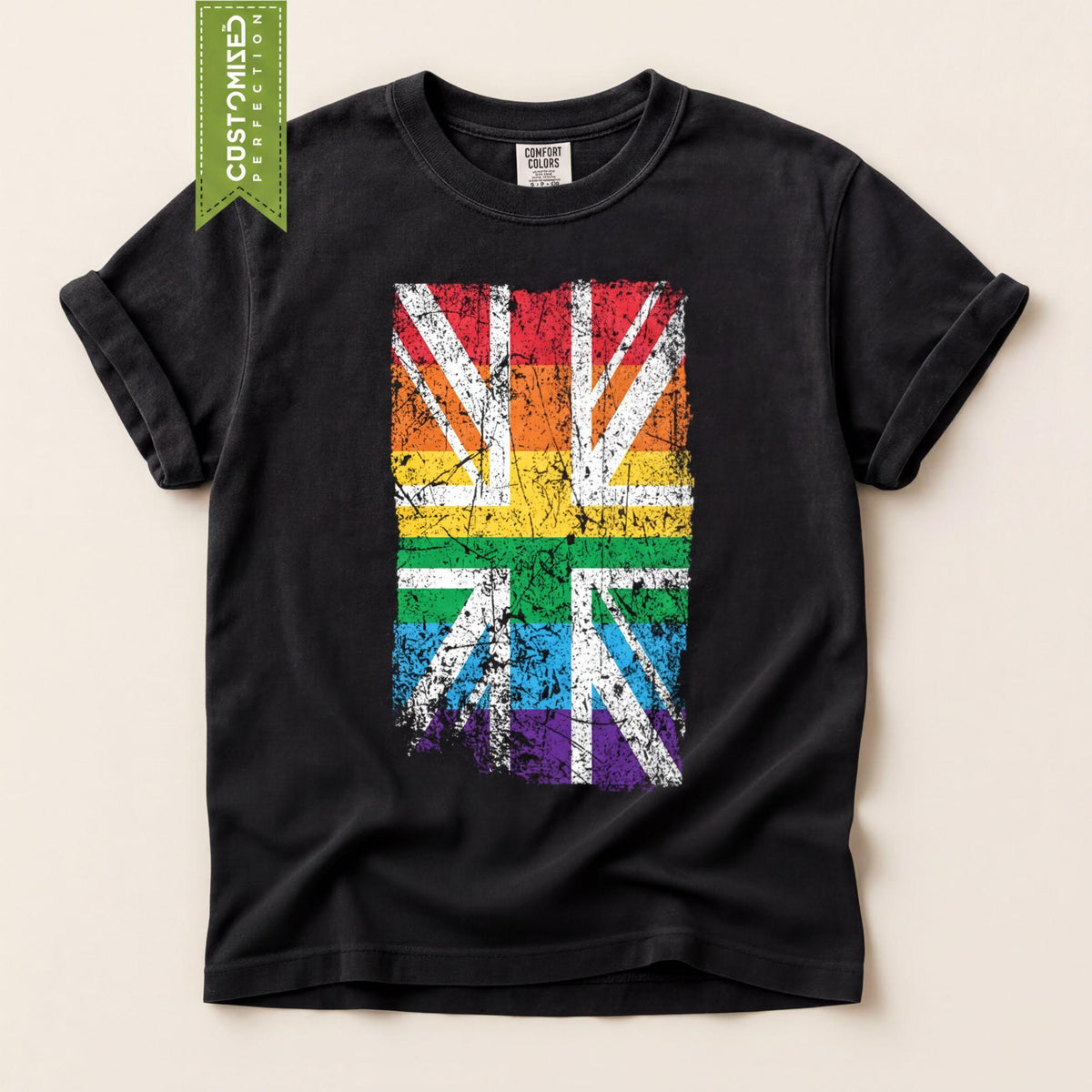 Comfort Colors® UK Union Jack Pride Flag Shirt, LGBTQIA2 Rights Top, British Gay Parade