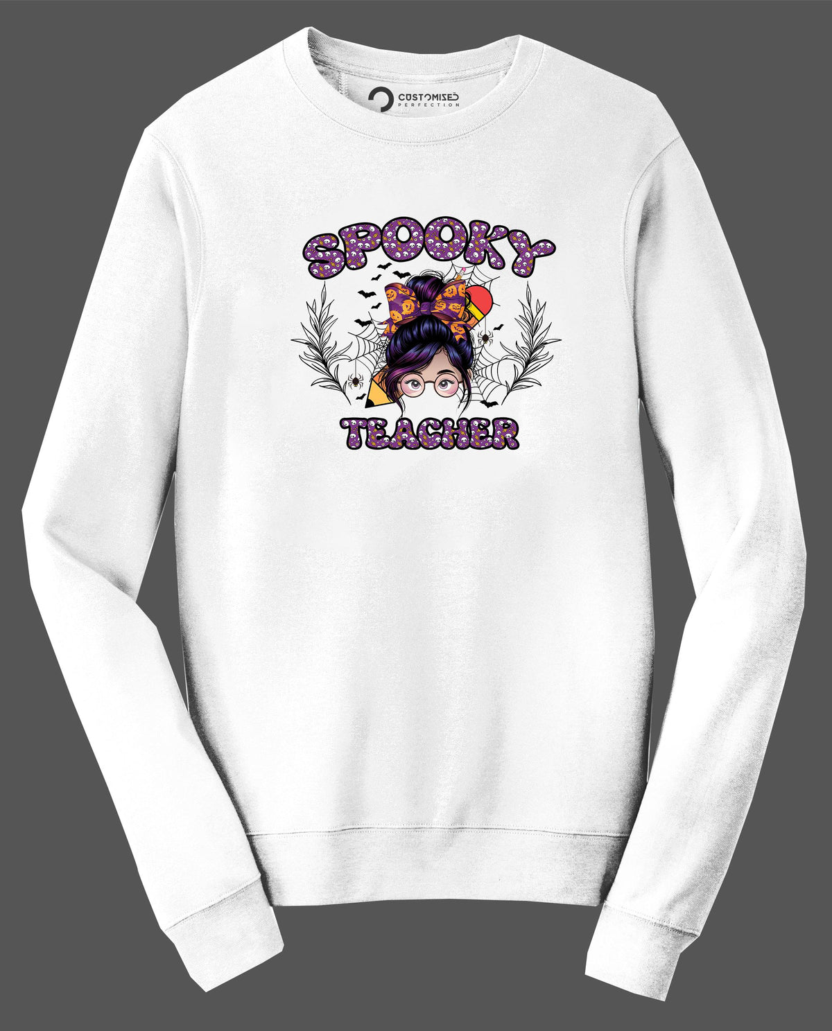 Spooky Teacher Shirt | Messy Bun Halloween Hoodie | Cute Teacher Gift Idea
