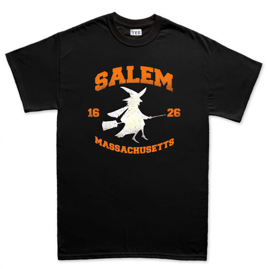 Salem Massachusetts Witch Shirt, Vintage Varsity Halloween T-Shirt, Flying Witch Broom Hoodie, Retro Salem Sweatshirt, Halloween Tee Gift