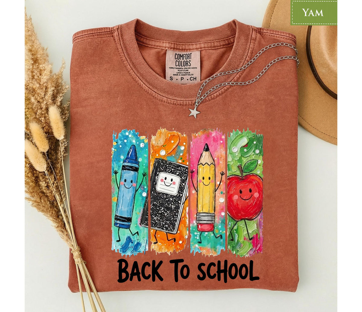 Comfort Colors® Back To School Shirt | Cute Kawaii Crayon Pencil Tee | Teacher Kids Gift