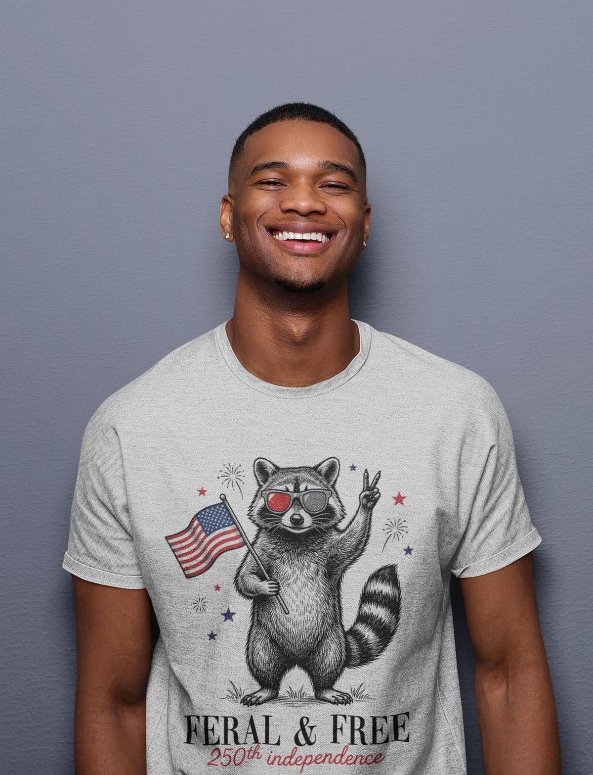 Feral and Free Shirt, America 250th Anniversary, Patriotic Raccoon, July 4th Outfit