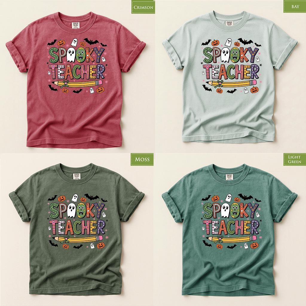 Comfort Colors® Spooky Teacher Shirt, Cute Halloween Teacher Tee, Ghost Pumpkin Fall Educator, Back to School top