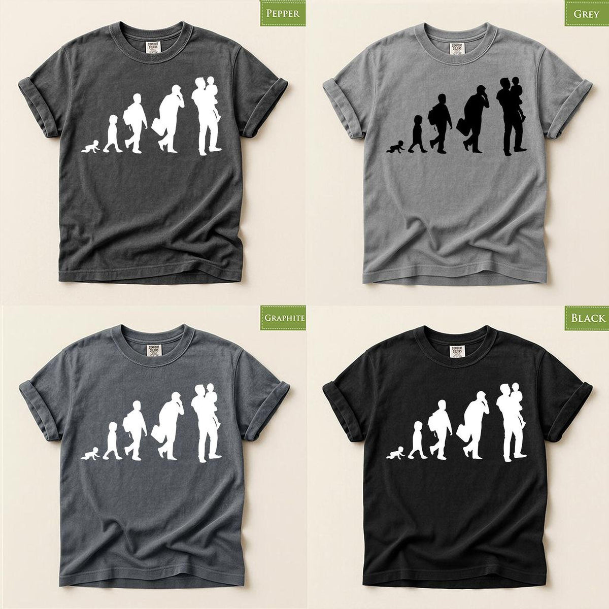 Fatherhood Evolution Shirt: Comfort Colors® Funny Dad Graphic Tee