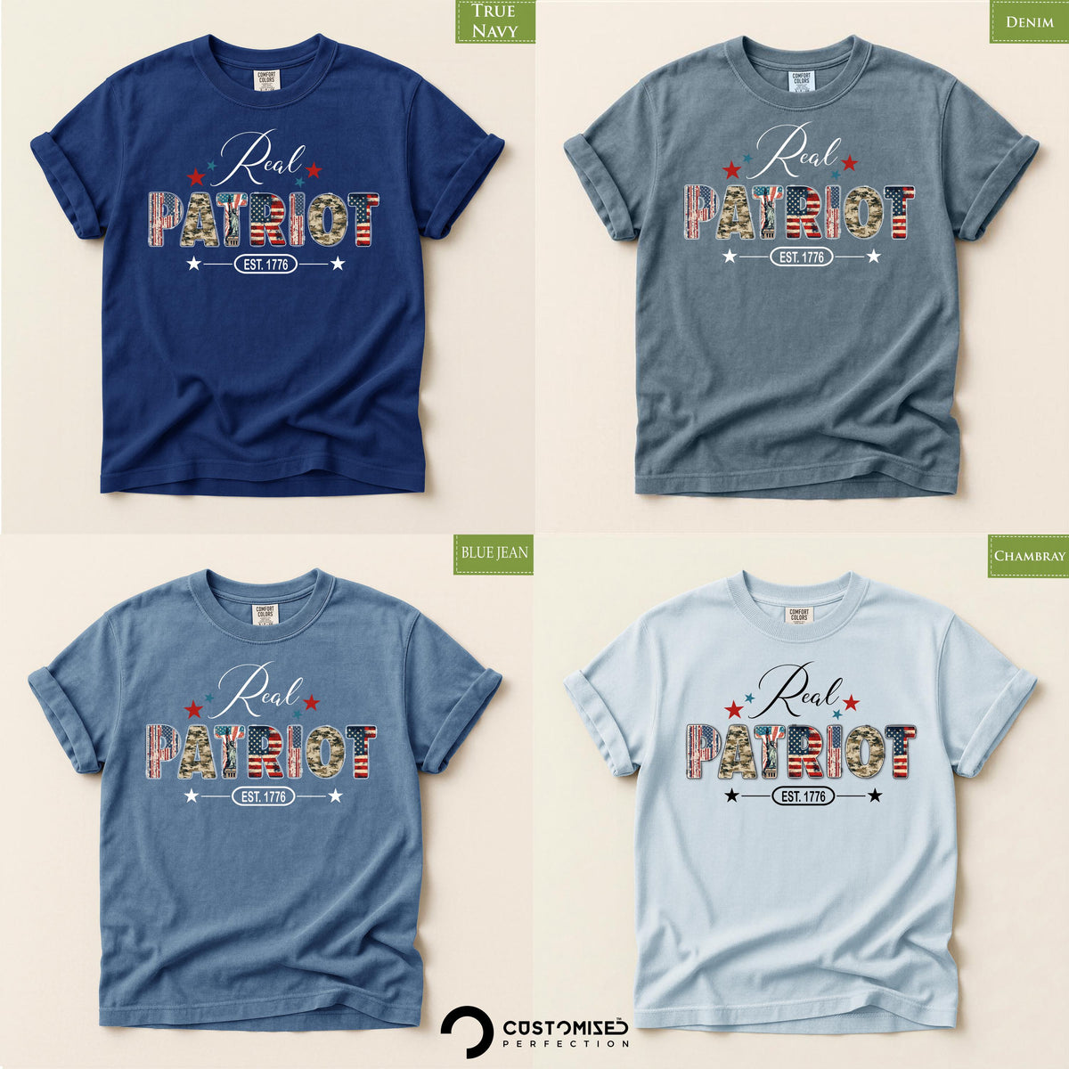 Real Patriot Tee, Comfort Colors® USA 250th Anniversary Shirt, American Pride