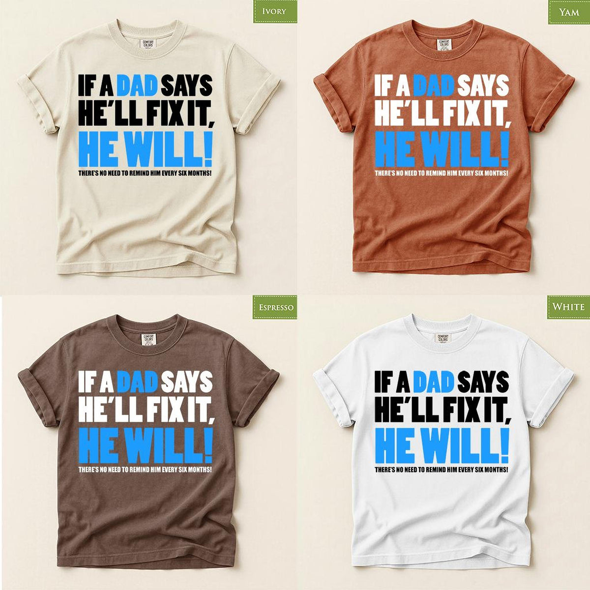 Funny Fathers Shirt, Comfort Colors® Dad Tee, Lazy Husband Sarcastic Joke Design