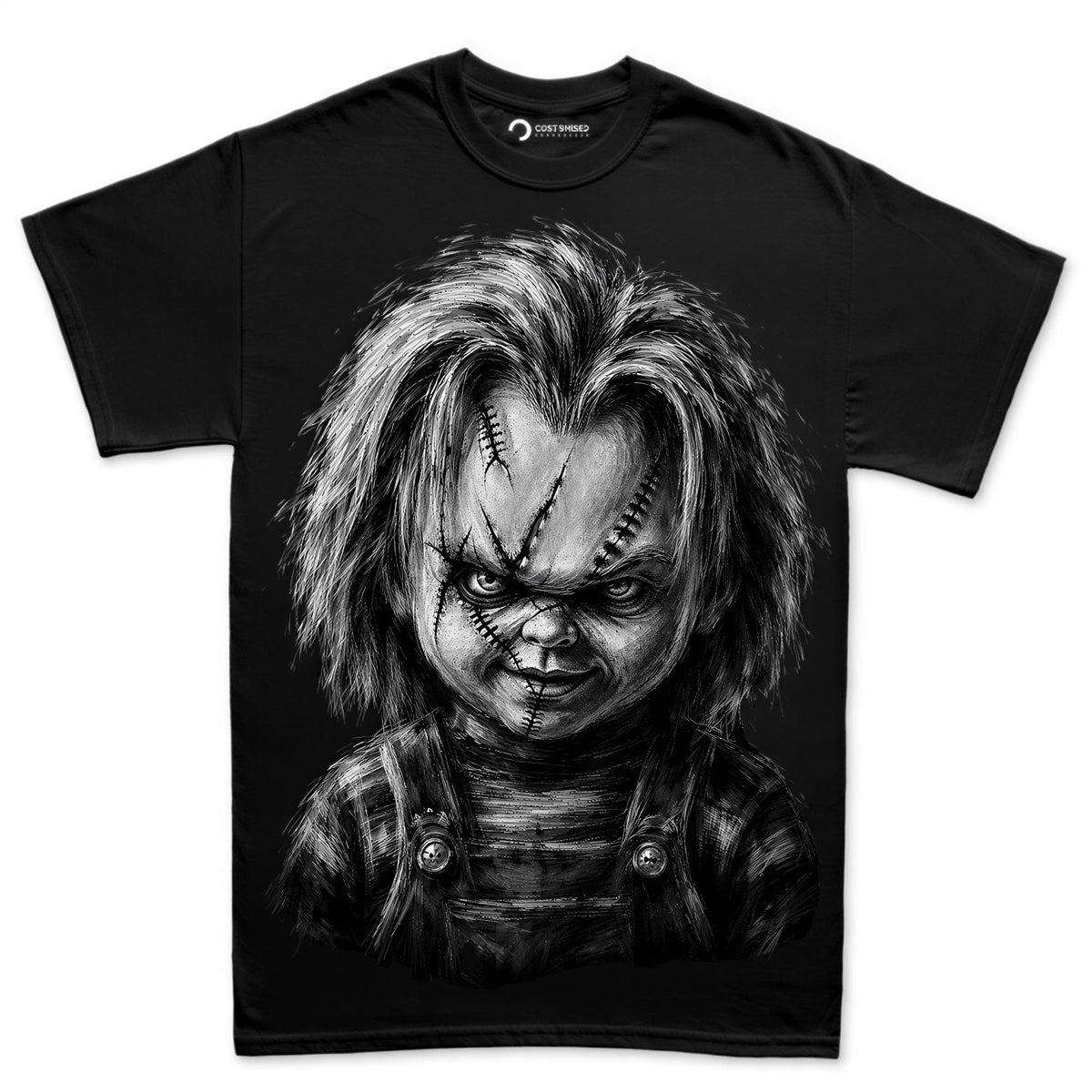 Killer Doll Portrait Shirt, Scarred Doll Face T-Shirt, Chalk Art Horror Hoodie, Creepy Doll Sweatshirt, Halloween Tee Gift