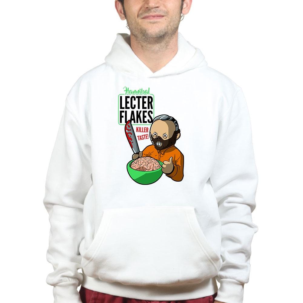 Masked Inmate Cereal Parody Shirt, Funny Psycho Thriller T-Shirt, Killer Breakfast Hoodie, Horror Comedy Cereal Sweatshirt