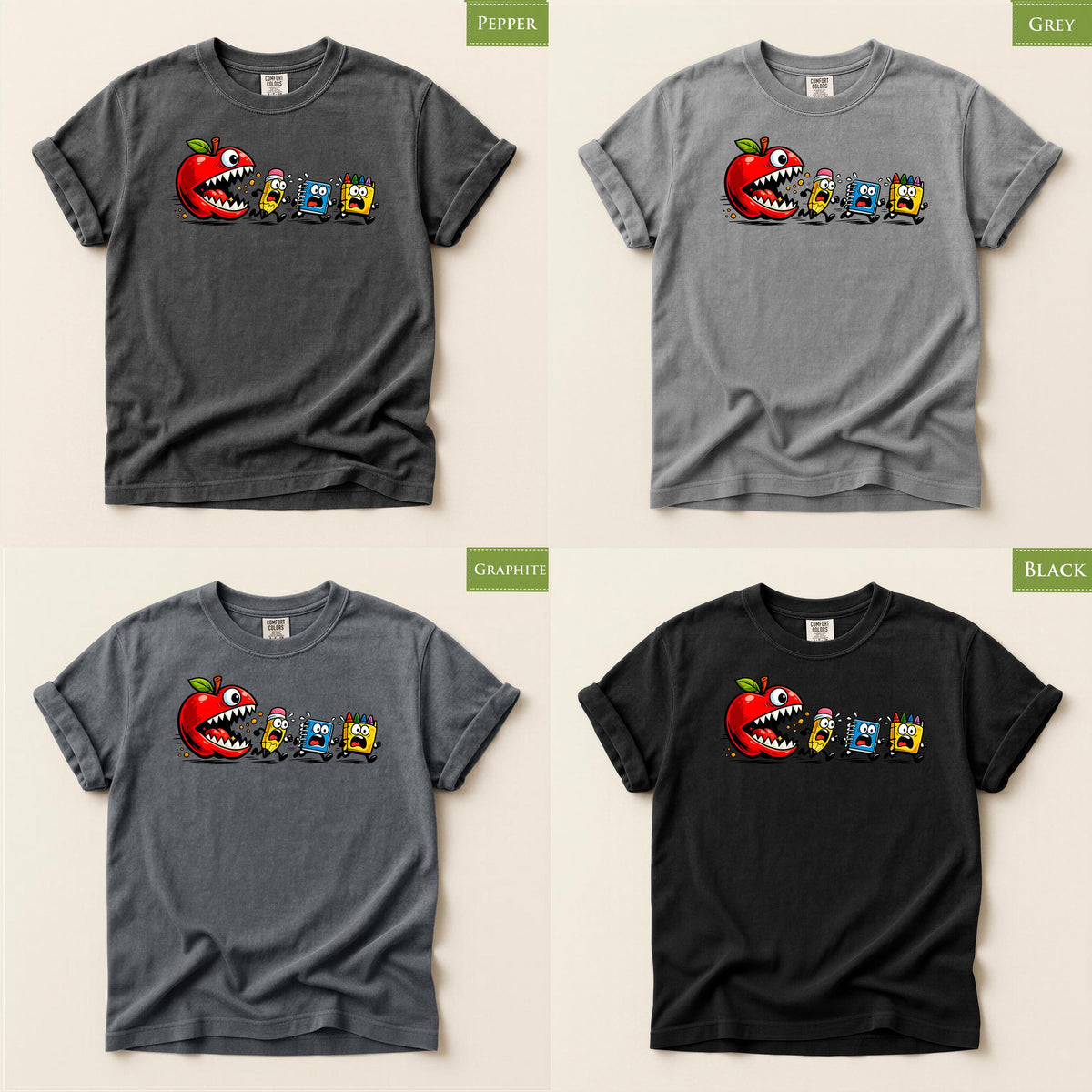 Comfort Colors® Funny Back to School T-shirt, Apple Monster Shirt, Teacher Student Classroom Graphic Tee