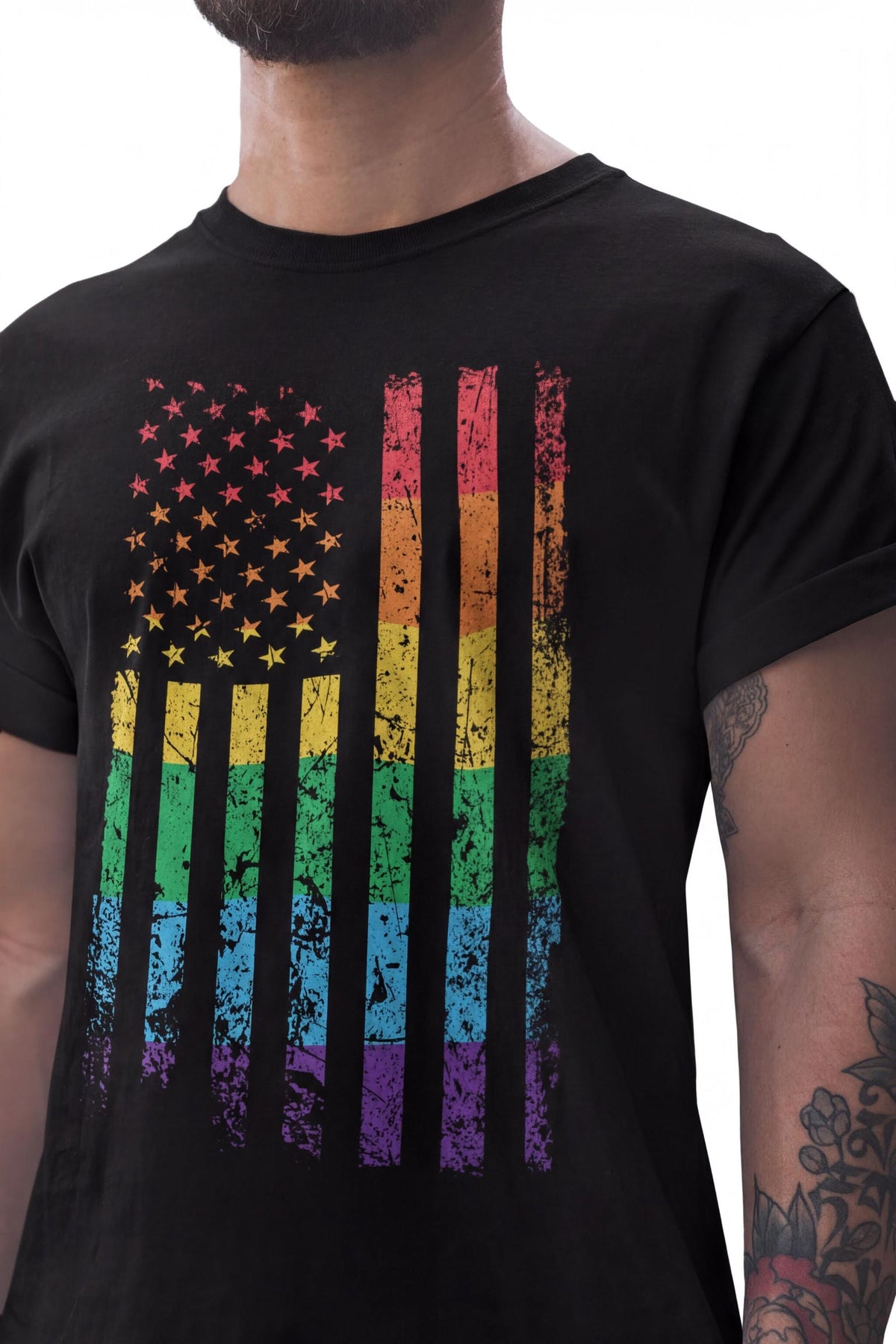 LGBTQIA2+ American Rainbow USA Pride Flag Shirt, Comfort Colors® LGBT Gay Rights Tee Top