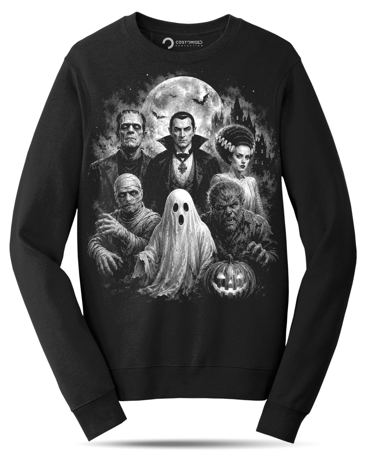 Vintage Monster Movie Shirt, Classic Horror Group T-Shirt, Haunted Castle Moon Hoodie, Retro Halloween Icons Sweatshirt, Spooky Tee Gift