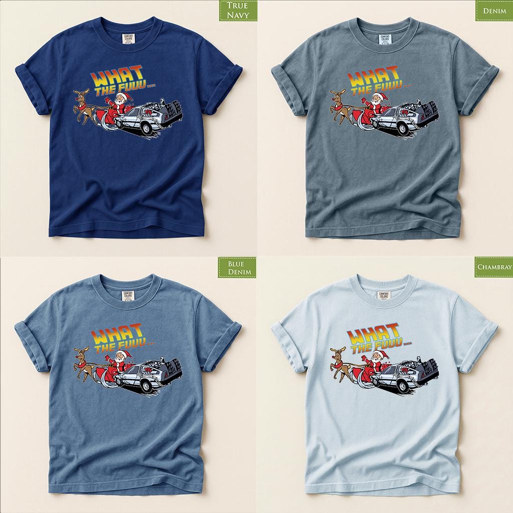 Comfort Colors® What The Fuuu Christmas Shirt, Santa DeLorean Tee, Funny Holiday Shirt, Time Travel Christmas Gift, Retro XMas Tee