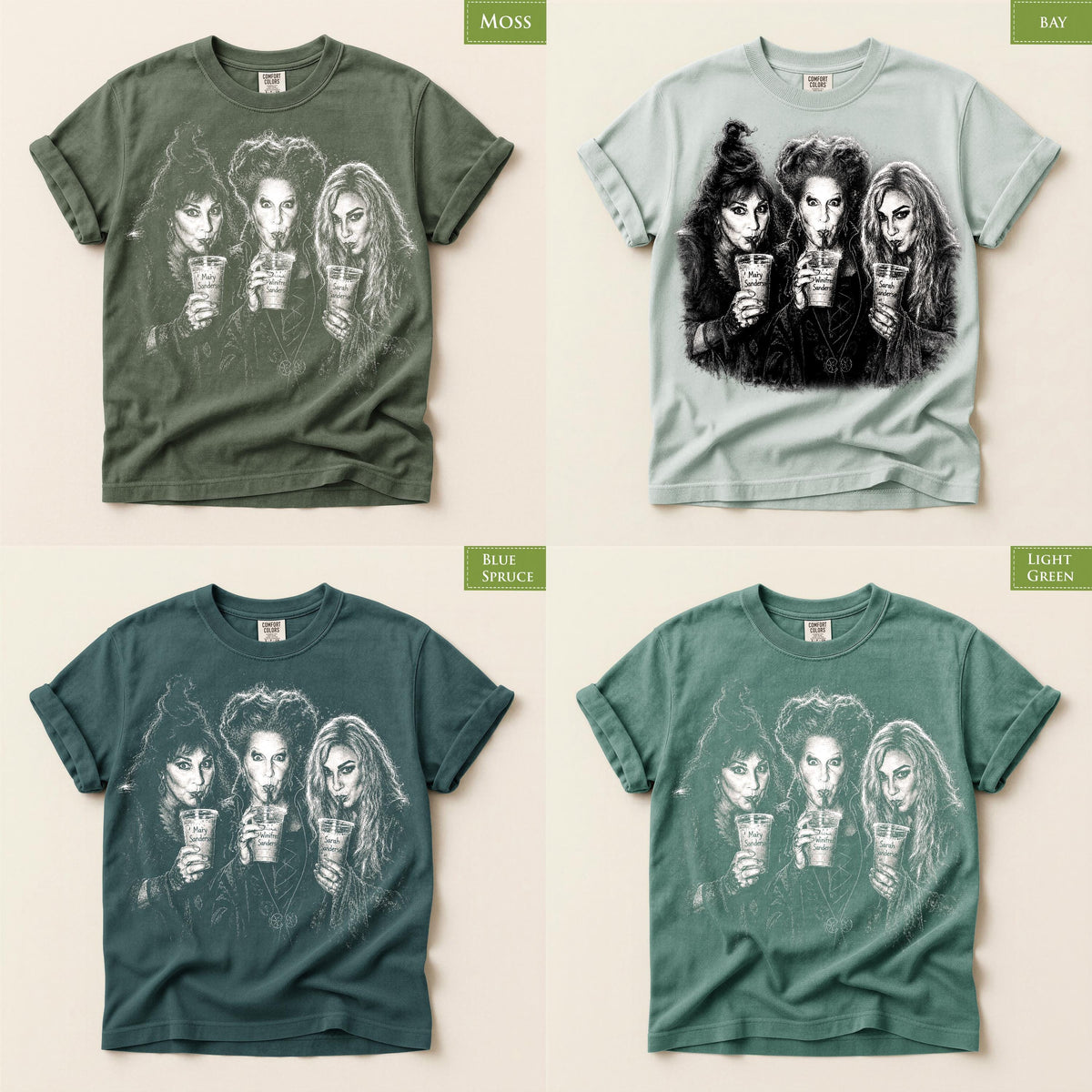 Comfort Colors® Three Witches Tee, Funny Halloween Spooky Season Apparel, Magic Cauldron Shirt, Trick Or Treat Top
