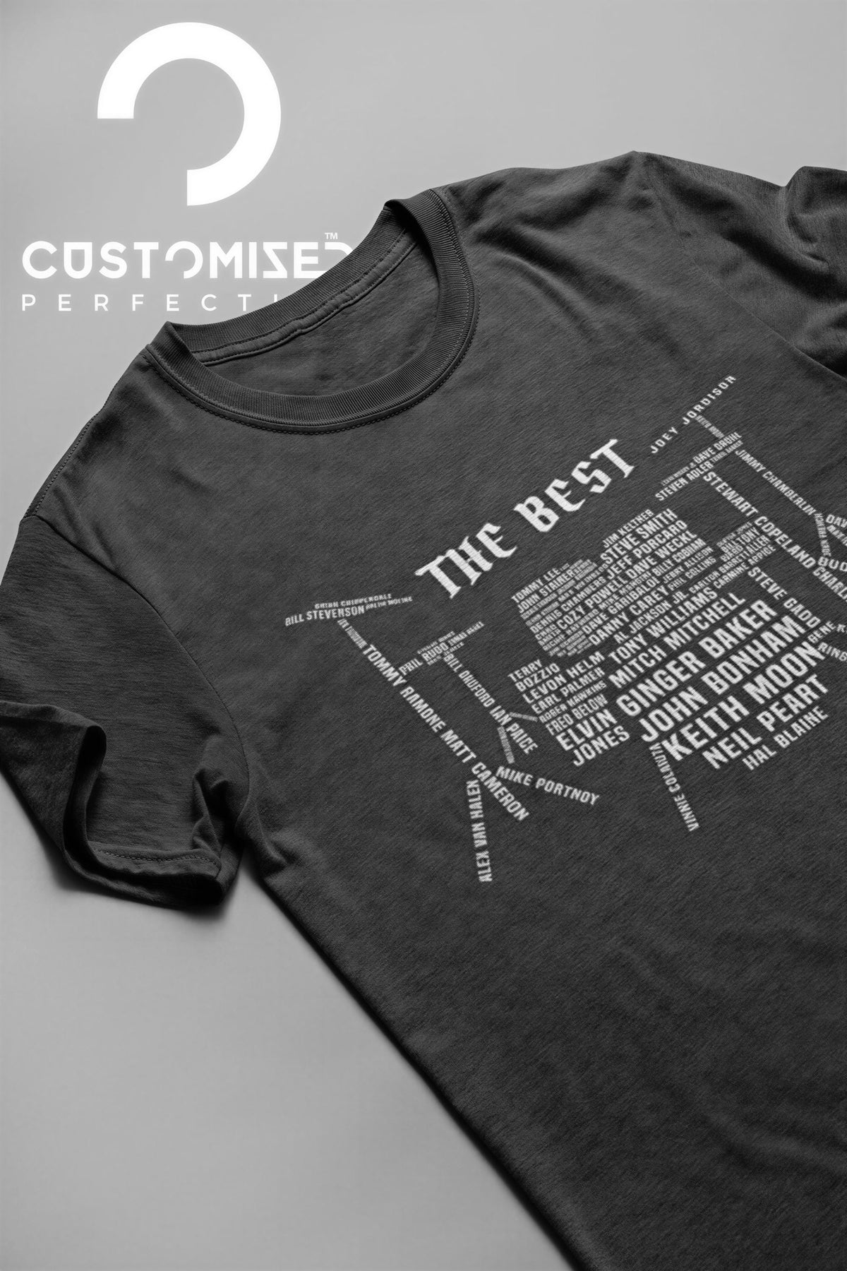 Drummer T-Shirt, Percussion Gift, Comfort Colors® Iconic Drum Set Design with Legendary Names