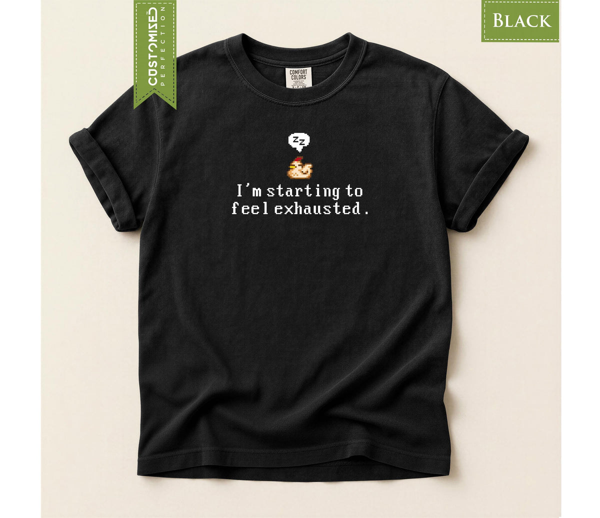Stardew Valley Chicken Comfort Colors® Shirt, Feeling Exhausted Gamer Tee