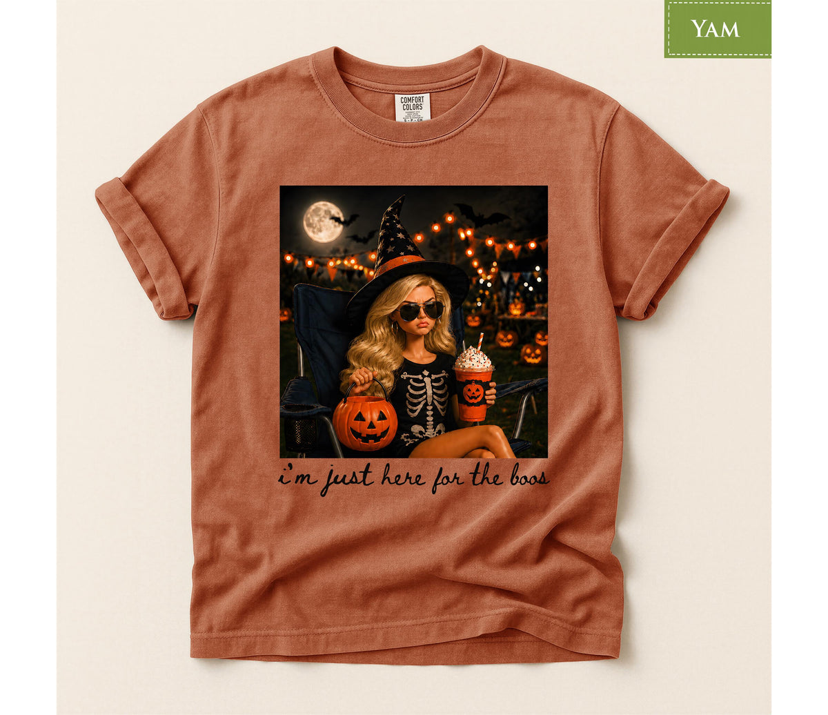 Comfort Colors® Halloween Pumpkin Spice Latte Blonde Doll Shirt, I'm Just Here for the Boos TShirt, Spooky Season Tee