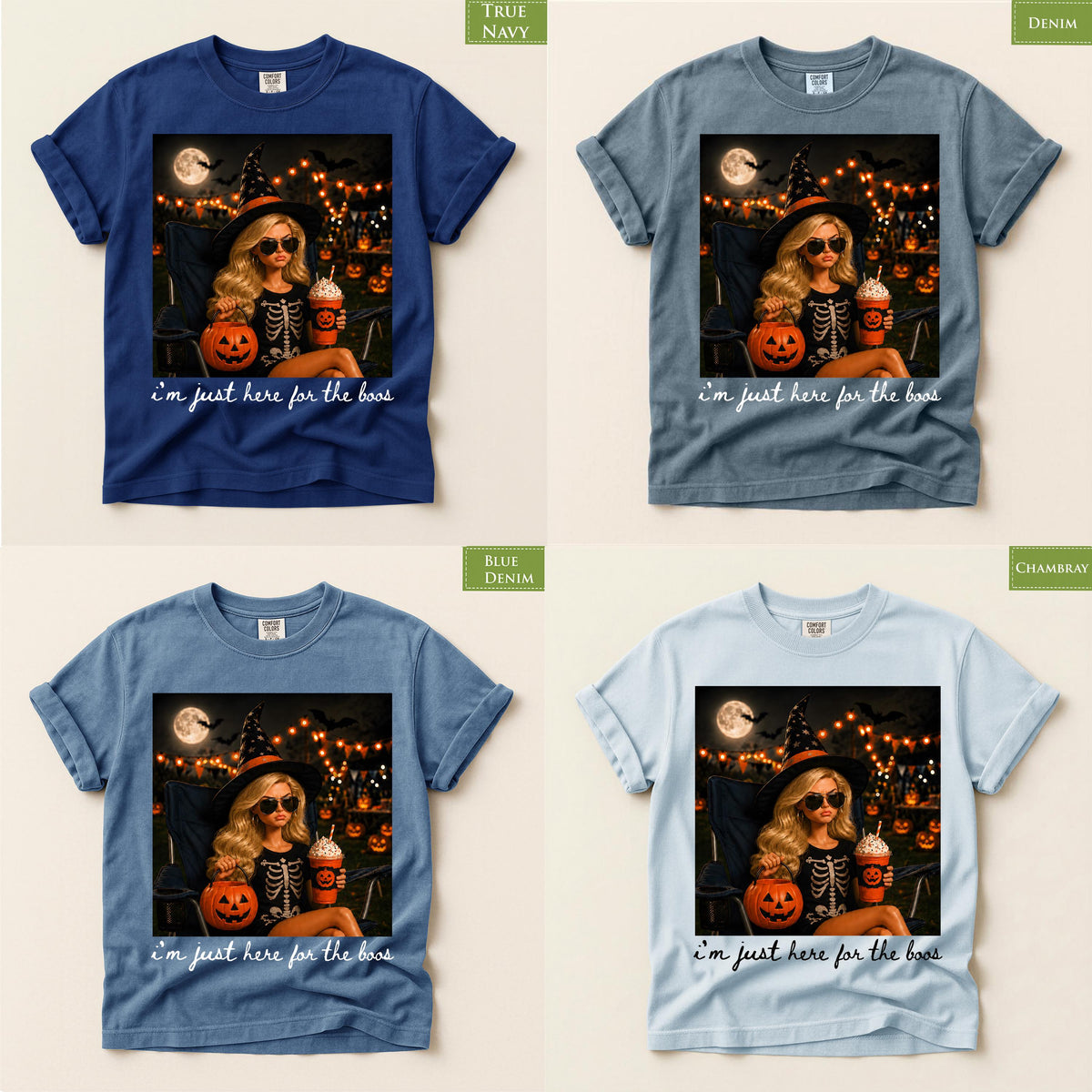 Comfort Colors® Halloween Pumpkin Spice Latte Blonde Doll Shirt, I'm Just Here for the Boos TShirt, Spooky Season Tee