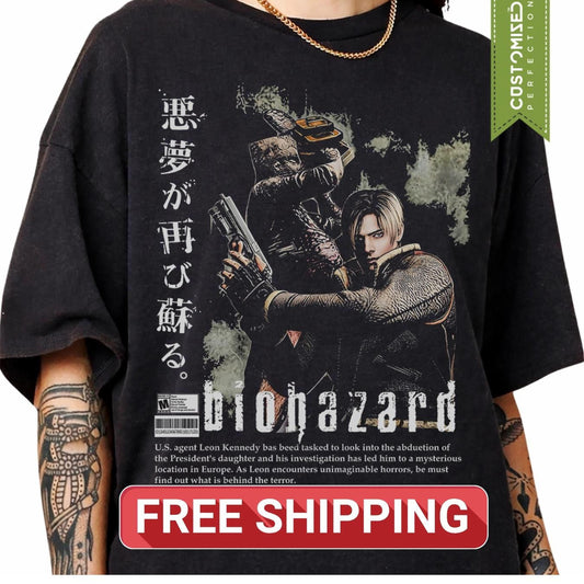 Vintage 90s Resident Evil Shirt, Leon Kennedy Comfort Colors® Tee, Bootleg Style Gamer Tshirt