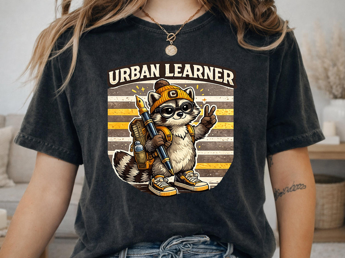 Urban Learner Shirt | Cool Raccoon School Hoodie | Hipster Kid Gift Idea