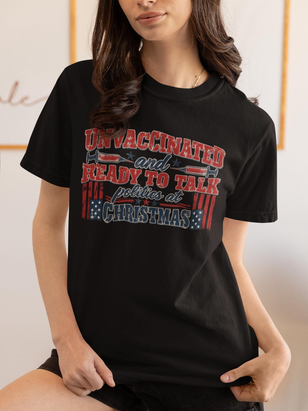 Unvaccinated Ready To Talk Politics Shirt, Funny Christmas Family T-Shirt, Political Holiday Hoodie, Sarcastic Christmas Sweatshirt