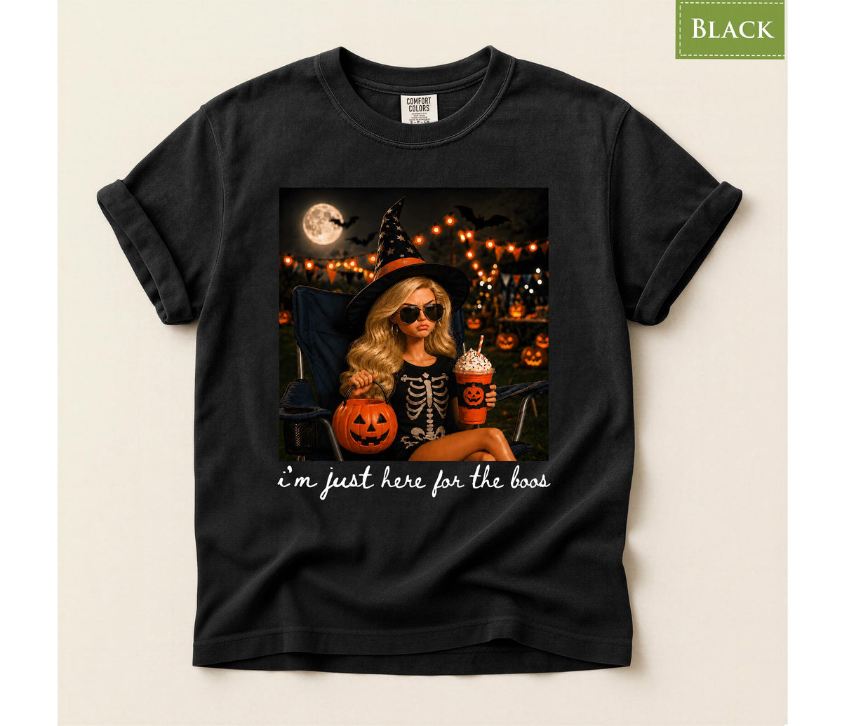 Comfort Colors® Halloween Pumpkin Spice Latte Blonde Doll Shirt, I'm Just Here for the Boos TShirt, Spooky Season Tee
