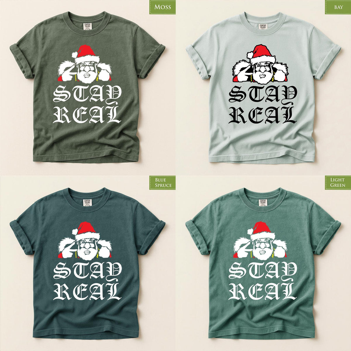 Comfort Colors® Sad Real Christmas Shirt, Funny Santa Holiday Tee, Streetwear Christmas Graphic, Santa Gift