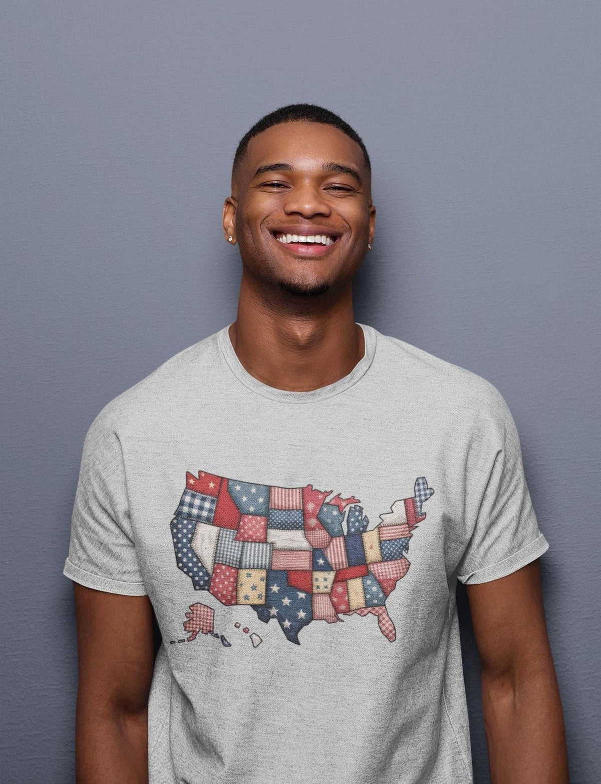 Comfort Colors® Patchwork USA Map Shirt, Stars Stripes Patriotic Tee