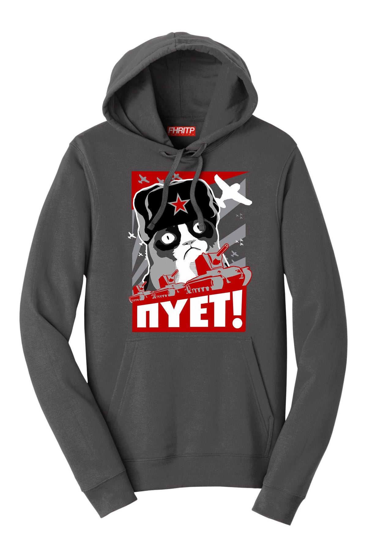Funny Russian Cat Hoodie, NYET NOPE Sweatshirt, Soviet Cat Meme Pullover, Sarcastic Gift for Feline Lovers