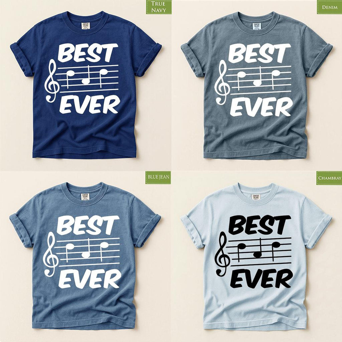 Mens Best Dad Ever Music Shirt, Comfort Colors® Musician Father Gift, Funny Papa Tee