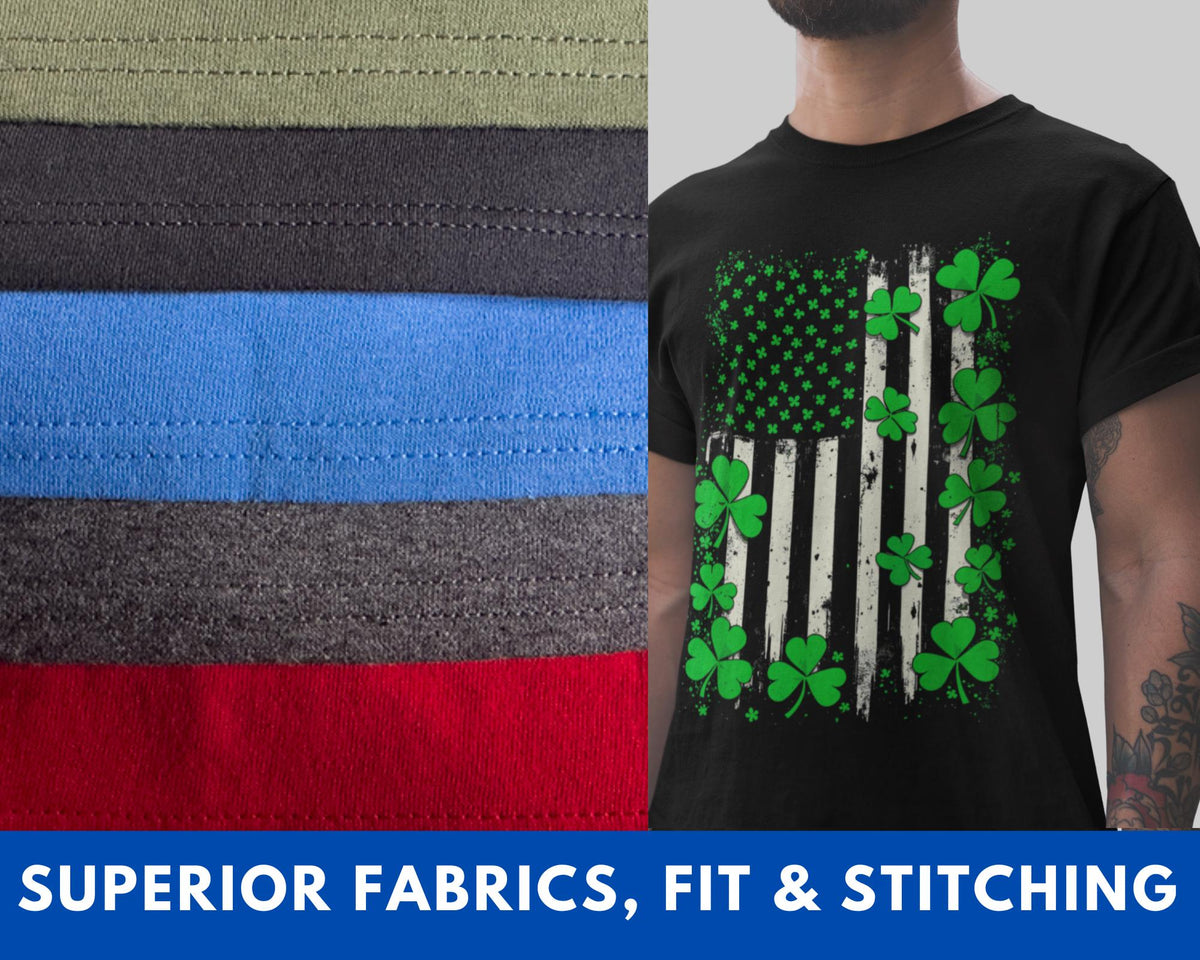 St. Patricks Day Shirt, Irish American Flag Shamrocks Tee, Leprochon Ireland Top