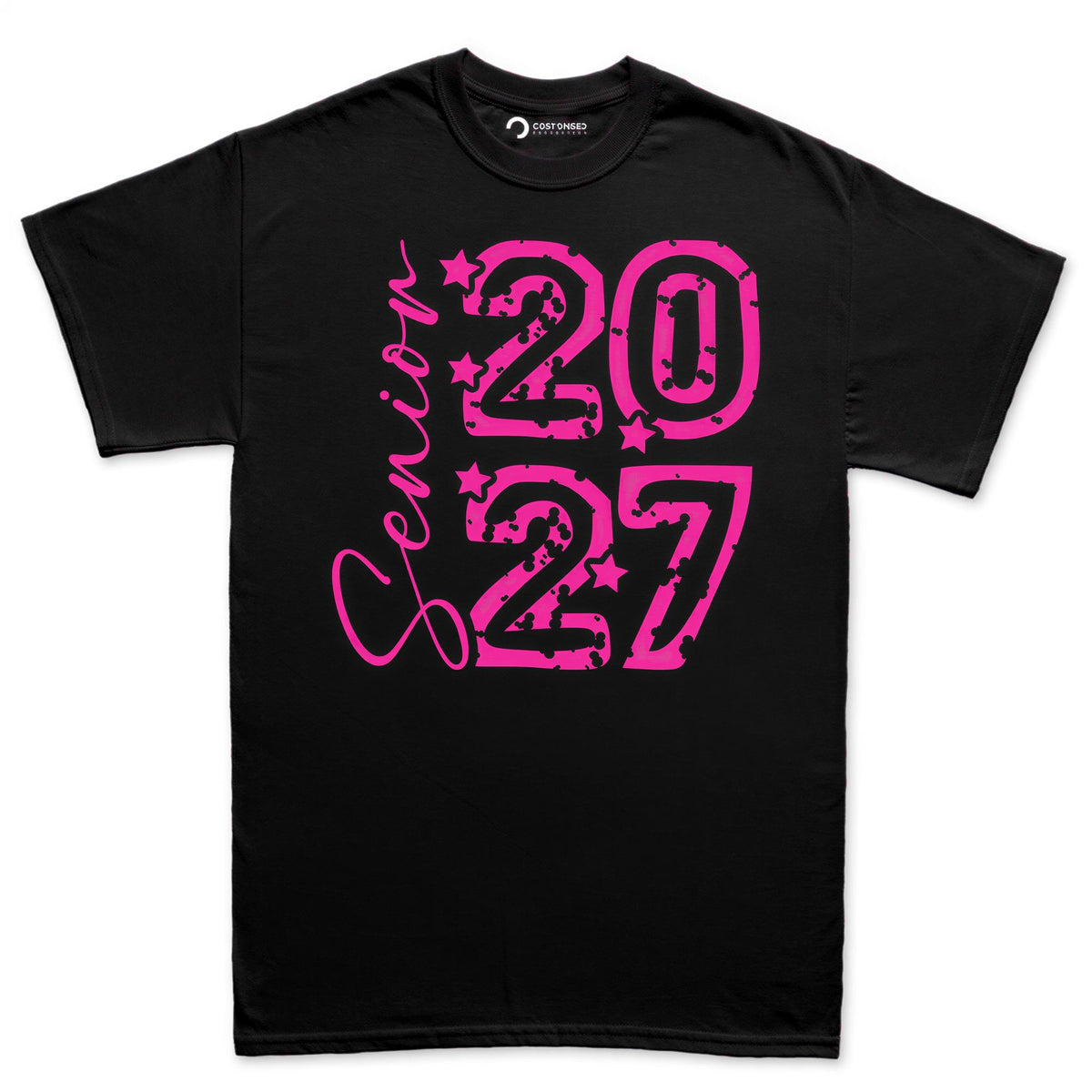 Pink Senior 2027 Shirt, Class of 2027 Girly T-Shirt, Hot Pink Distressed Grad Hoodie, Star Senior Sweatshirt