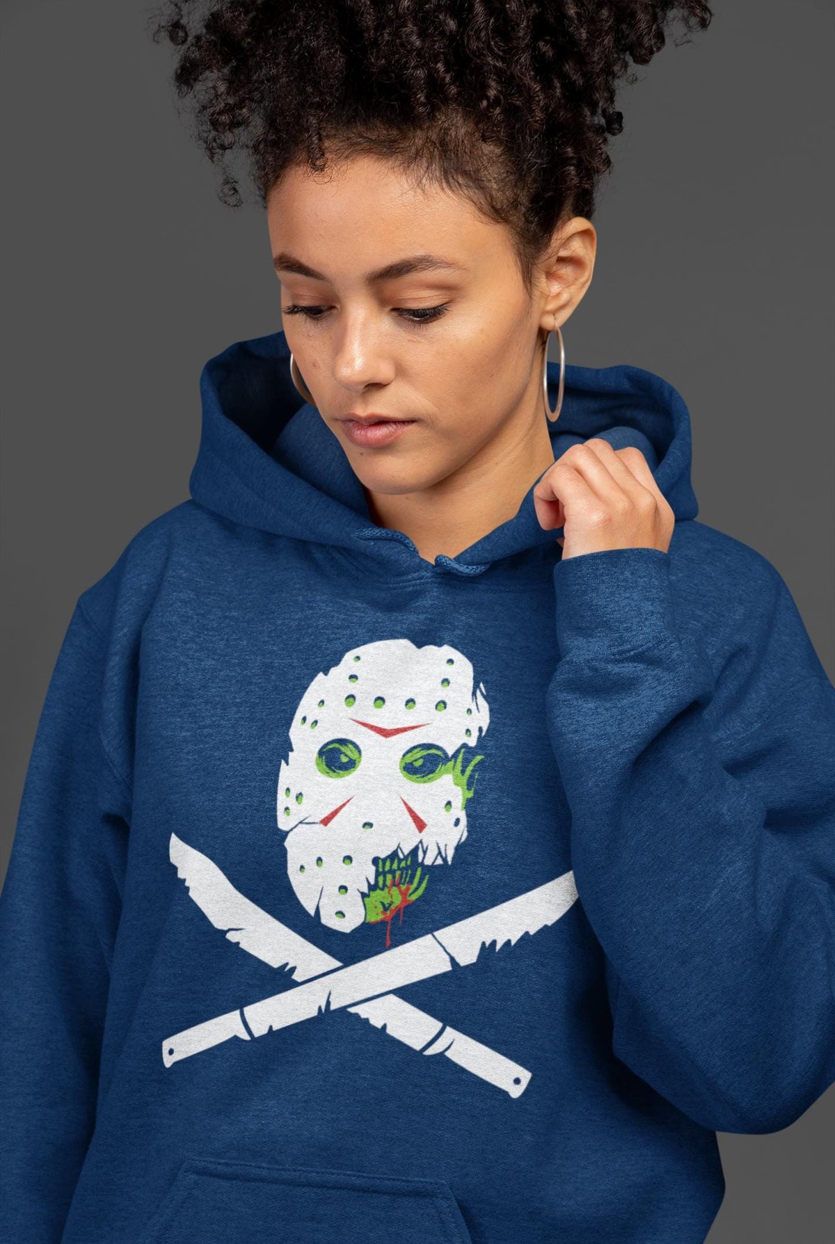 Horror Mask Crossbones Shirt, Hockey Mask Machete Flag T-Shirt, Skull Crossbones Horror Hoodie, Slasher Pirate Sweatshirt