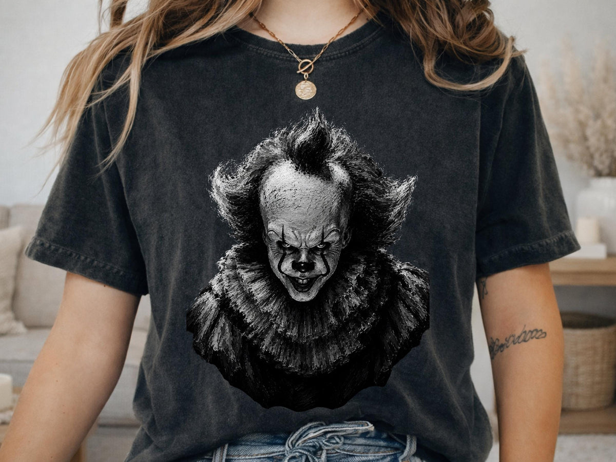 Comfort Colors® Evil Horror Clown Graphic Tee, Scary Halloween Costume Top, Spooky Gothic Gift