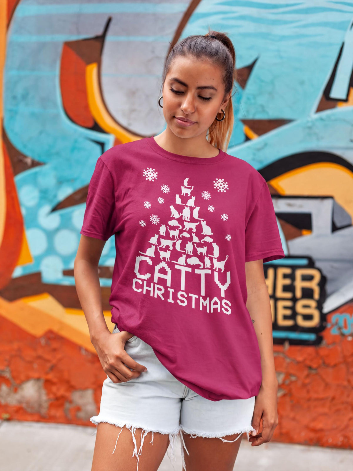 Comfort Colors® Catty Christmas Shirt, Funny Cat Holiday Tee, Cute Christmas Graphic, Cat Lover Gift