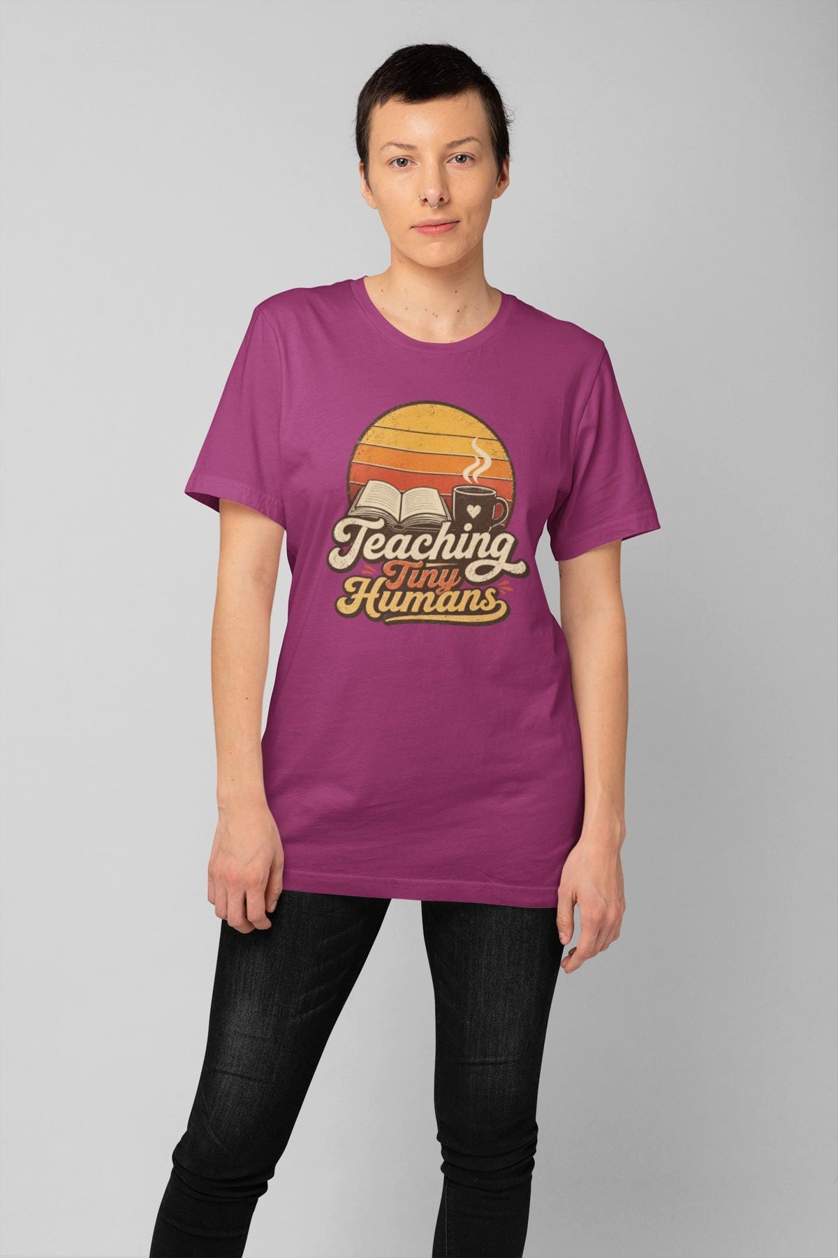 Comfort Colors® Teaching Tiny Humans Shirt, Retro Teacher Tee, Back to School Apparel