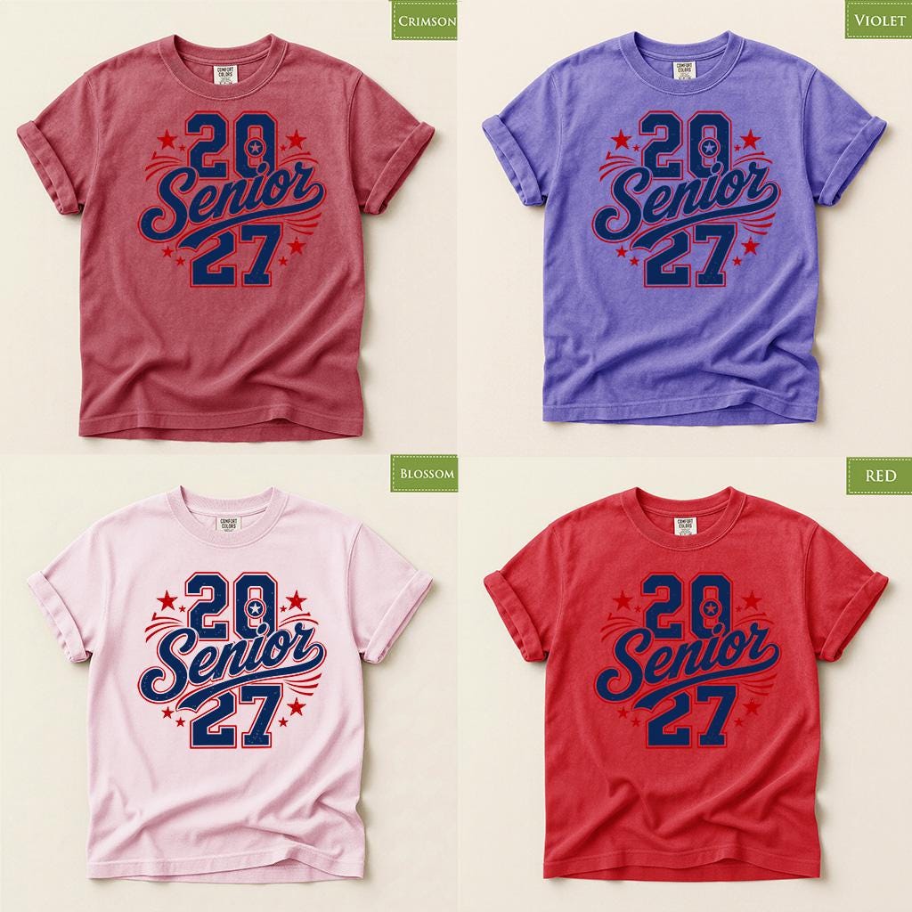 Comfort Colors® Senior 2027 Patriotic Shirt, Class of 2027 USA Graduate Fourth of July Tee