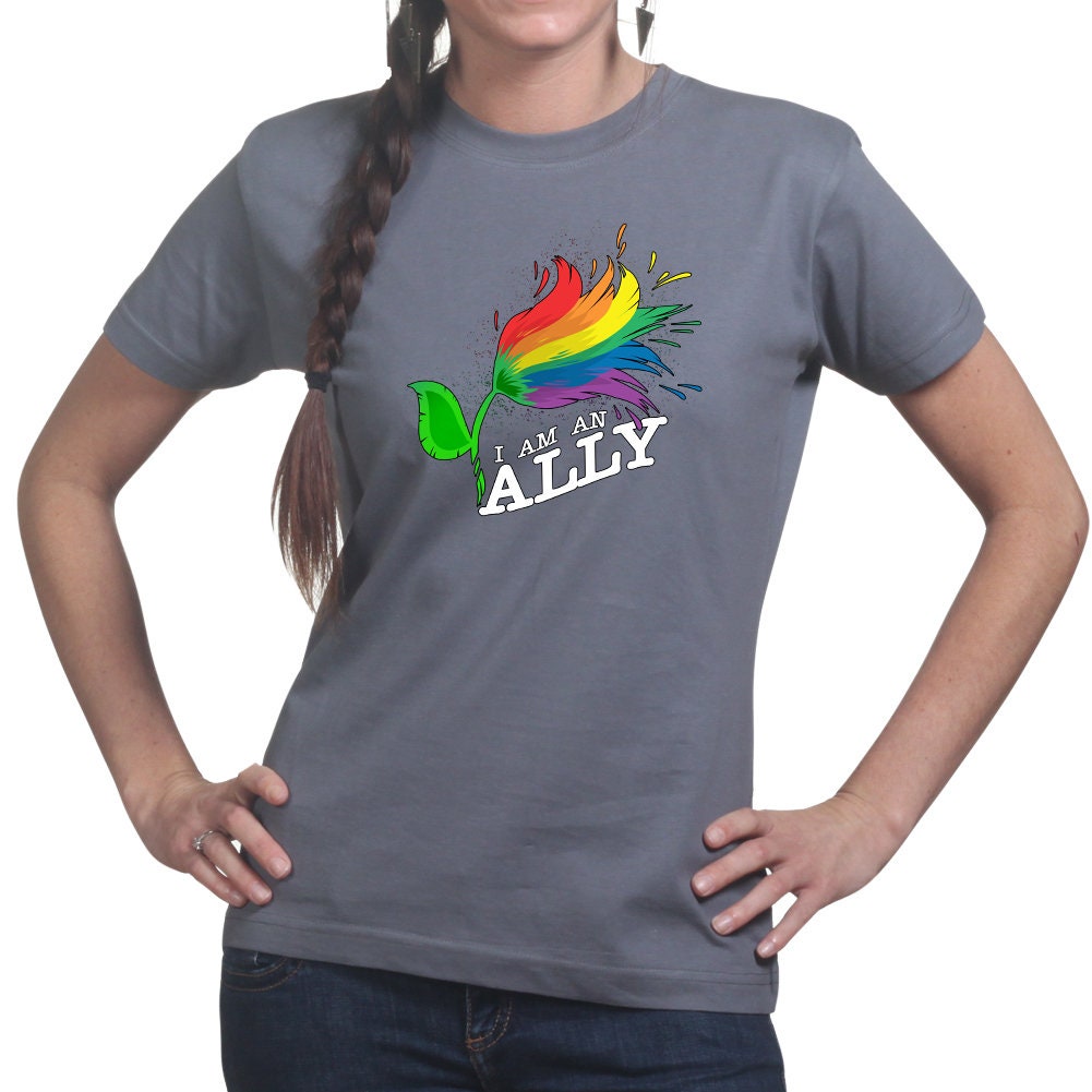 Ladies I Am An Ally Pride Gay Lesbian Bisexual LGBT Diversity T shirt Tee Top T-shirt