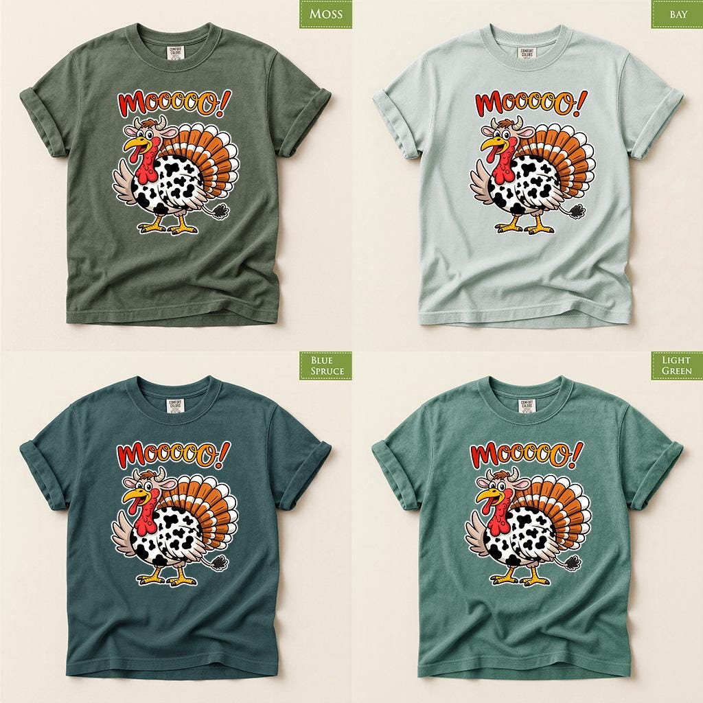 Comfort Colors® Thanksgiving Turkey Shirt, Funny Moo Turkey Tee, Fall Holiday Graphic Gift
