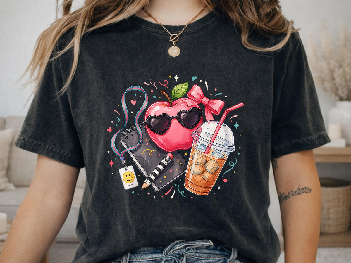 Teacher Shirt | Cute Apple Iced Coffee Hoodie | Back To School Gift Idea