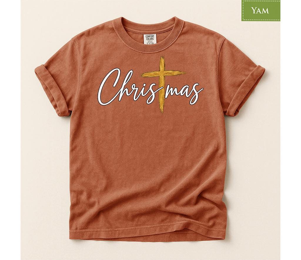 Comfort Colors® Christmas Cross Shirt, Christian Christmas T Shirt, Religious Holiday Tee, Faith Based Gift