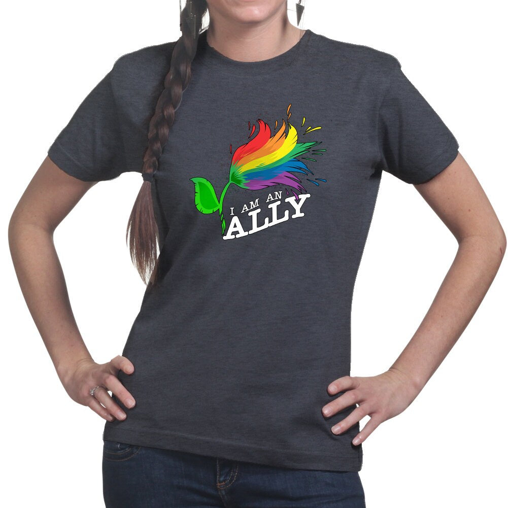 Ladies I Am An Ally Pride Gay Lesbian Bisexual LGBT Diversity T shirt Tee Top T-shirt