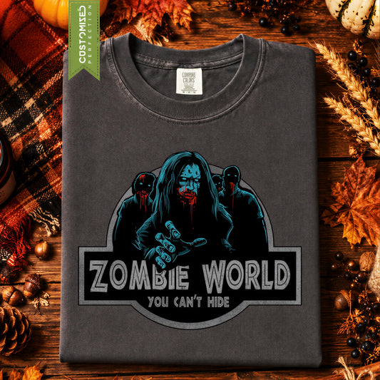 Comfort Colors® Zombie World Graphic Tee, Undead Apocalypse Shirt, Horror Halloween Spooky Apparel Gift