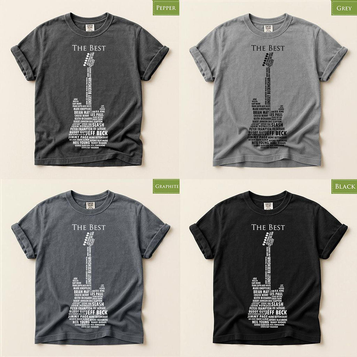 Guitar Player Shirt, Comfort Colors® Rock Legends Graphic Tee, Gift for Guitarist