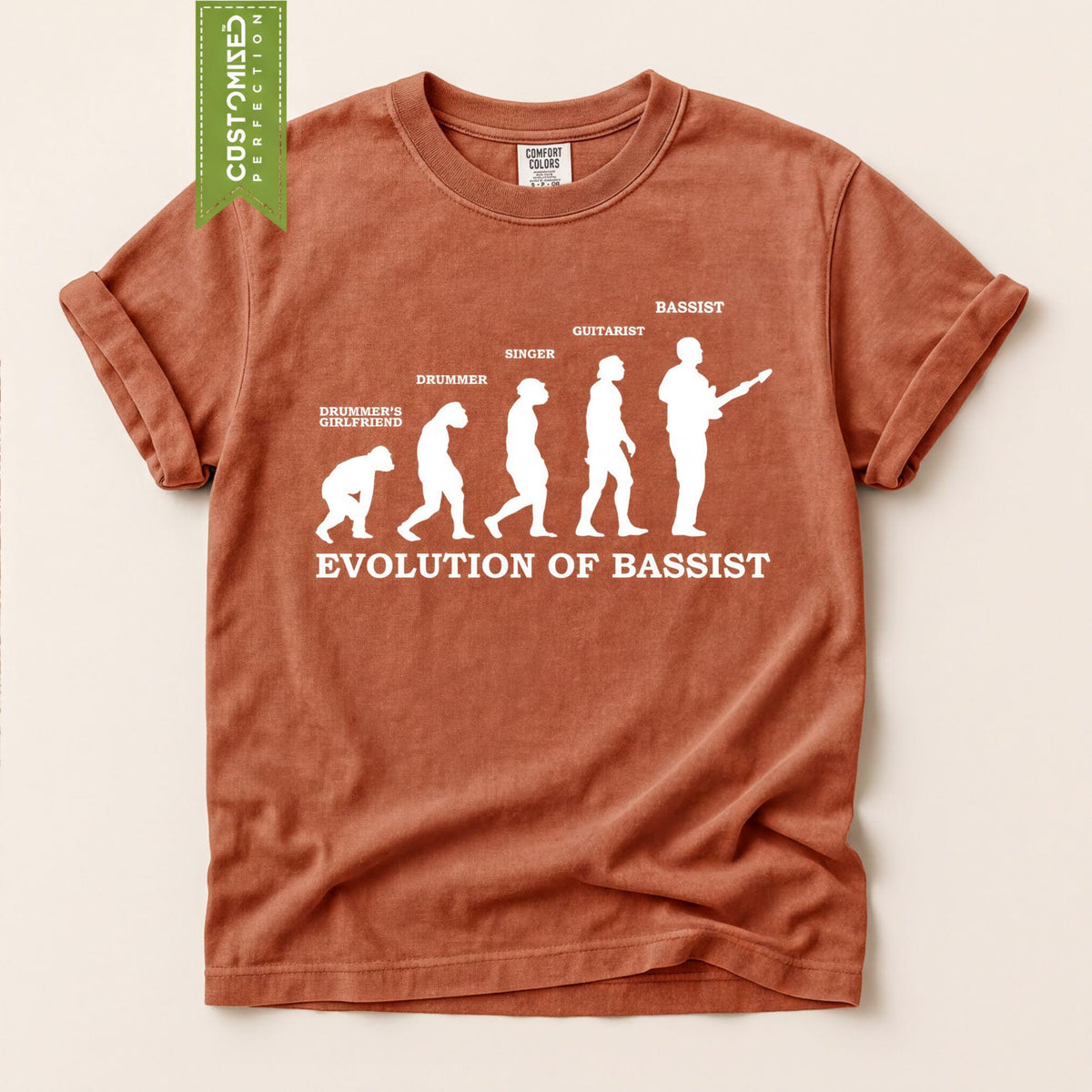 Comfort Colors® Evolution of Bassist T-Shirt, Bass Guitar Funny Musician Tee, Gift for Music Player