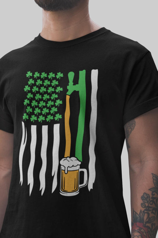 Funny Beer St. Patricks Day Shirt, Irish American Flag Tee, Ireland Gift