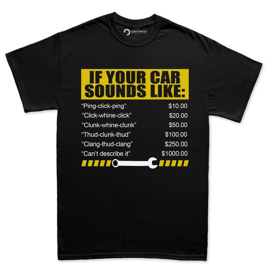 Funny Car Warning Signs Shirt - Graphic Unisex Auto Mechanic Tee
