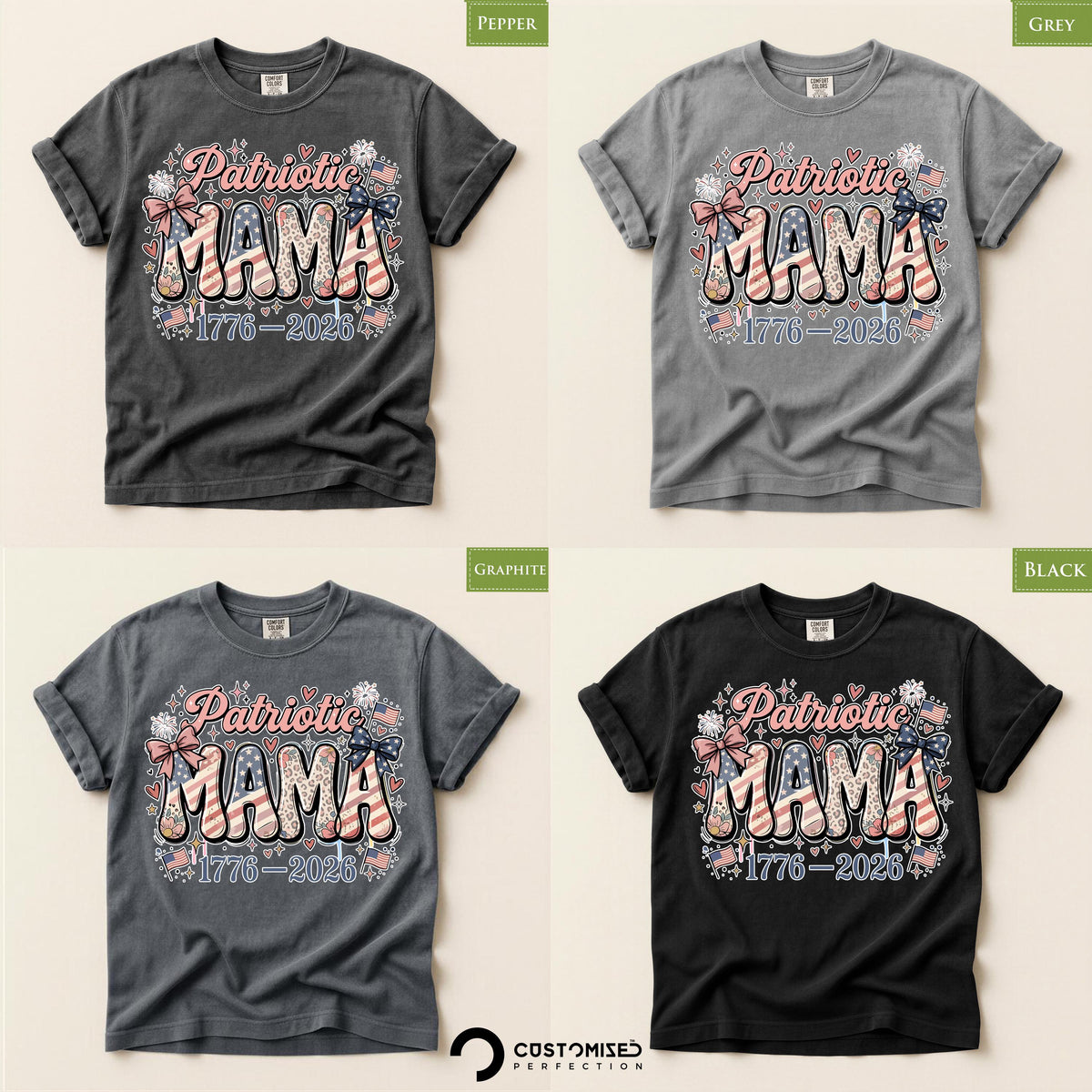 Patriotic Mama Shirt, Comfort Colors® American Flag Design, Mom July 4th Tee