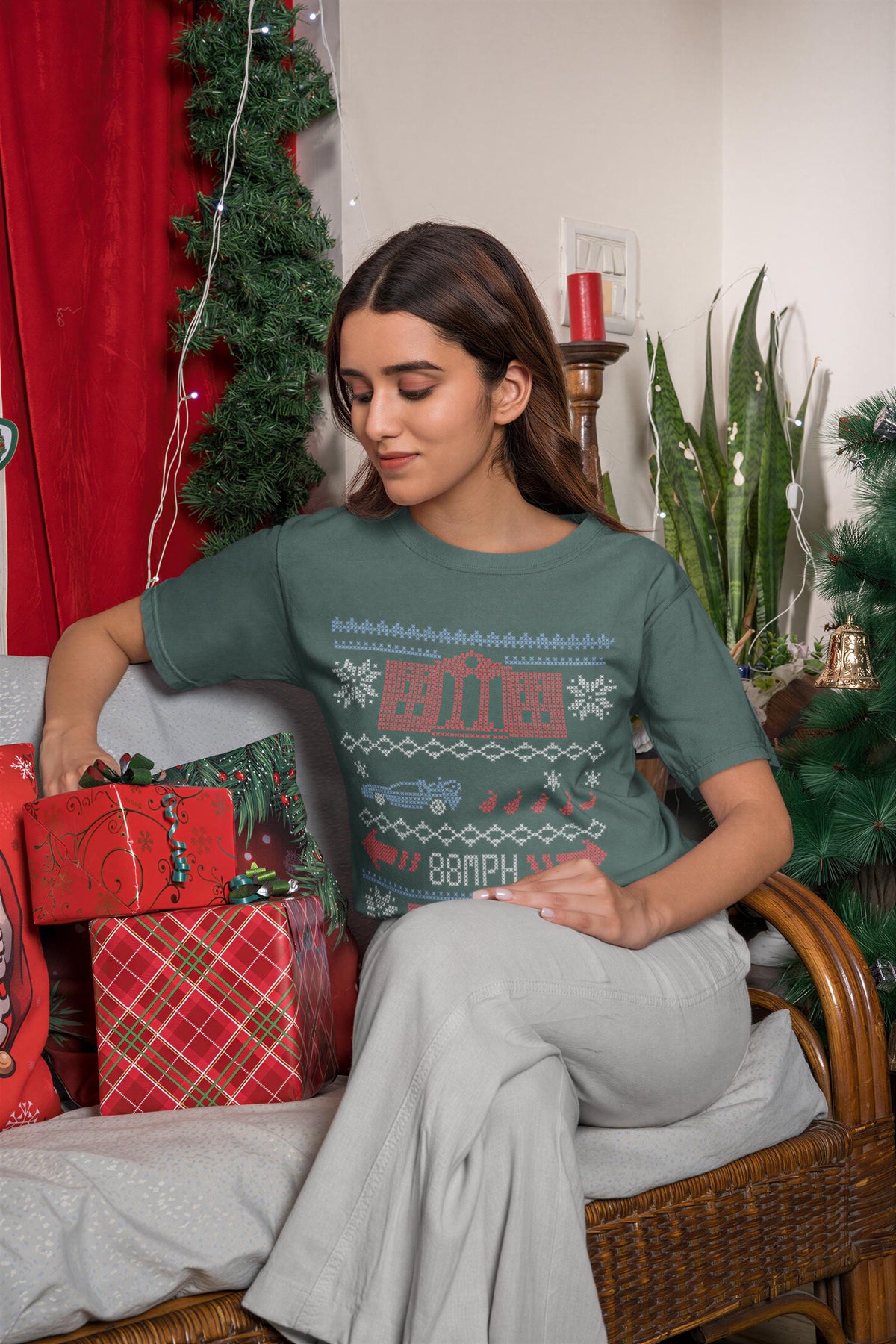Comfort Colors® Christmas Train Shirt, Retro Holiday Sweater Tee, Pixel Art Christmas Graphic, Festive Gift