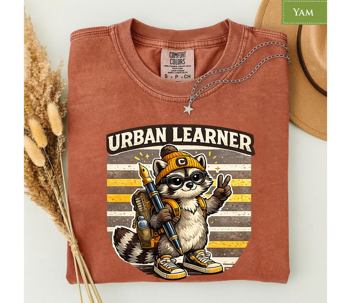 Comfort Colors® Urban Learner Raccoon Shirt, Back to School Tee, Cute Student Gift