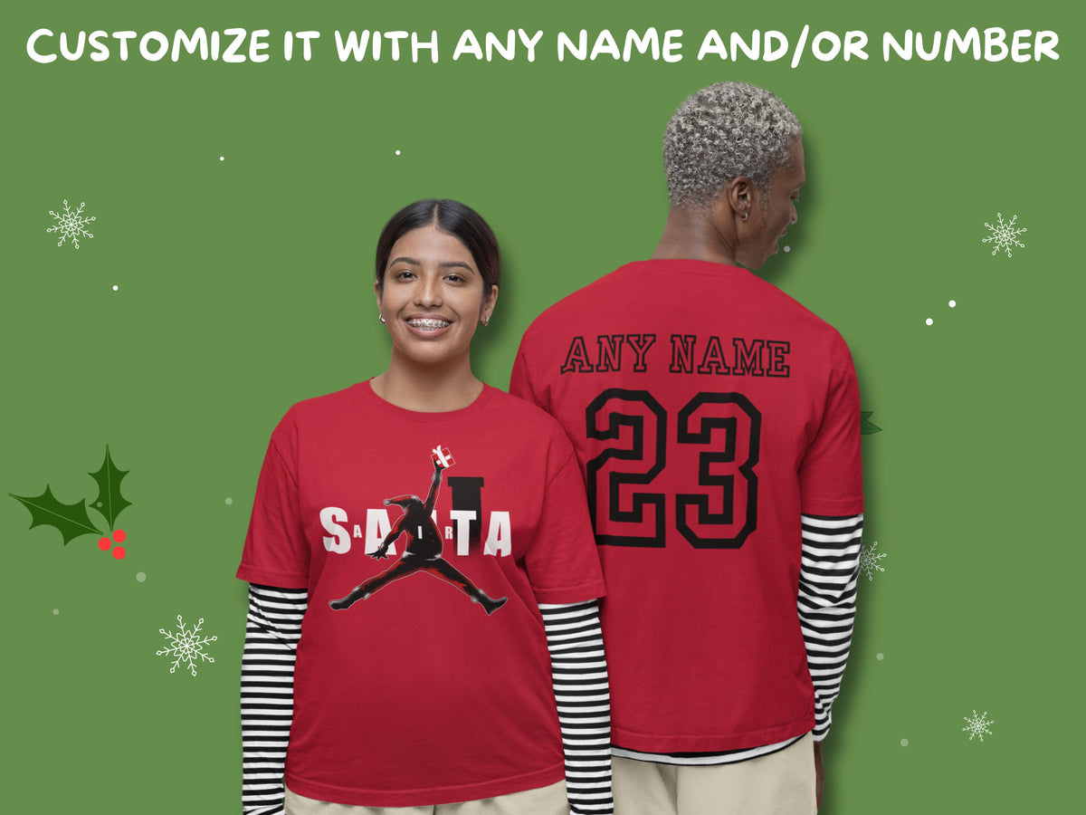 Air Santa Christmas T-shirt, Custom Basketball Santa, Matching Family Shirts